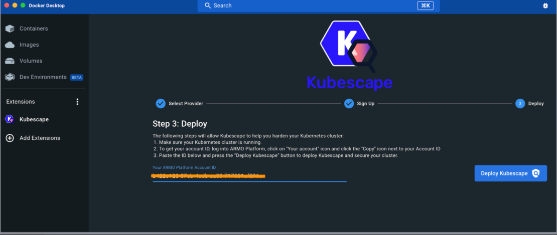 - step four register deploy kubescape connect armo account step four register deploy kubescape connect armo account